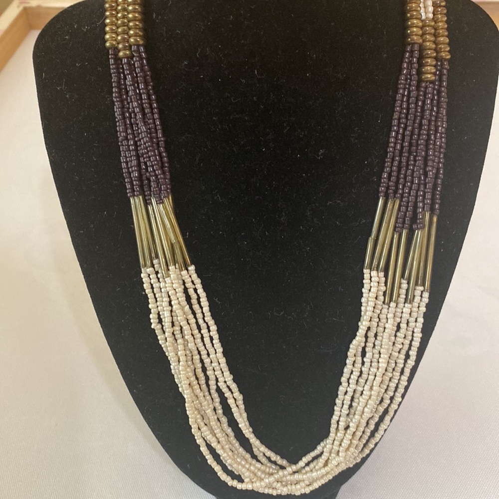 Vintage 3 strands beads necklace 19” long